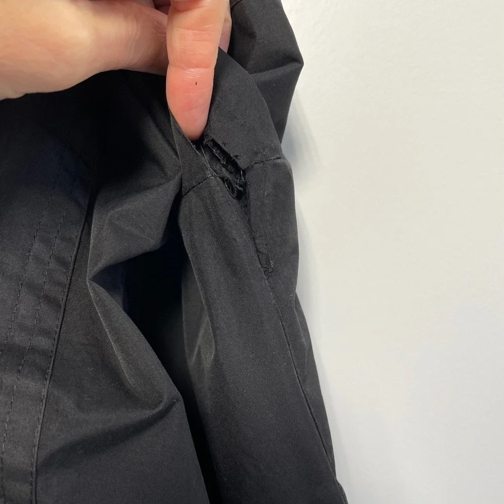 London Fog Black Hooded Trench Coat Large Utility Jacket AS-IS Repair READ - Picture 8 of 11